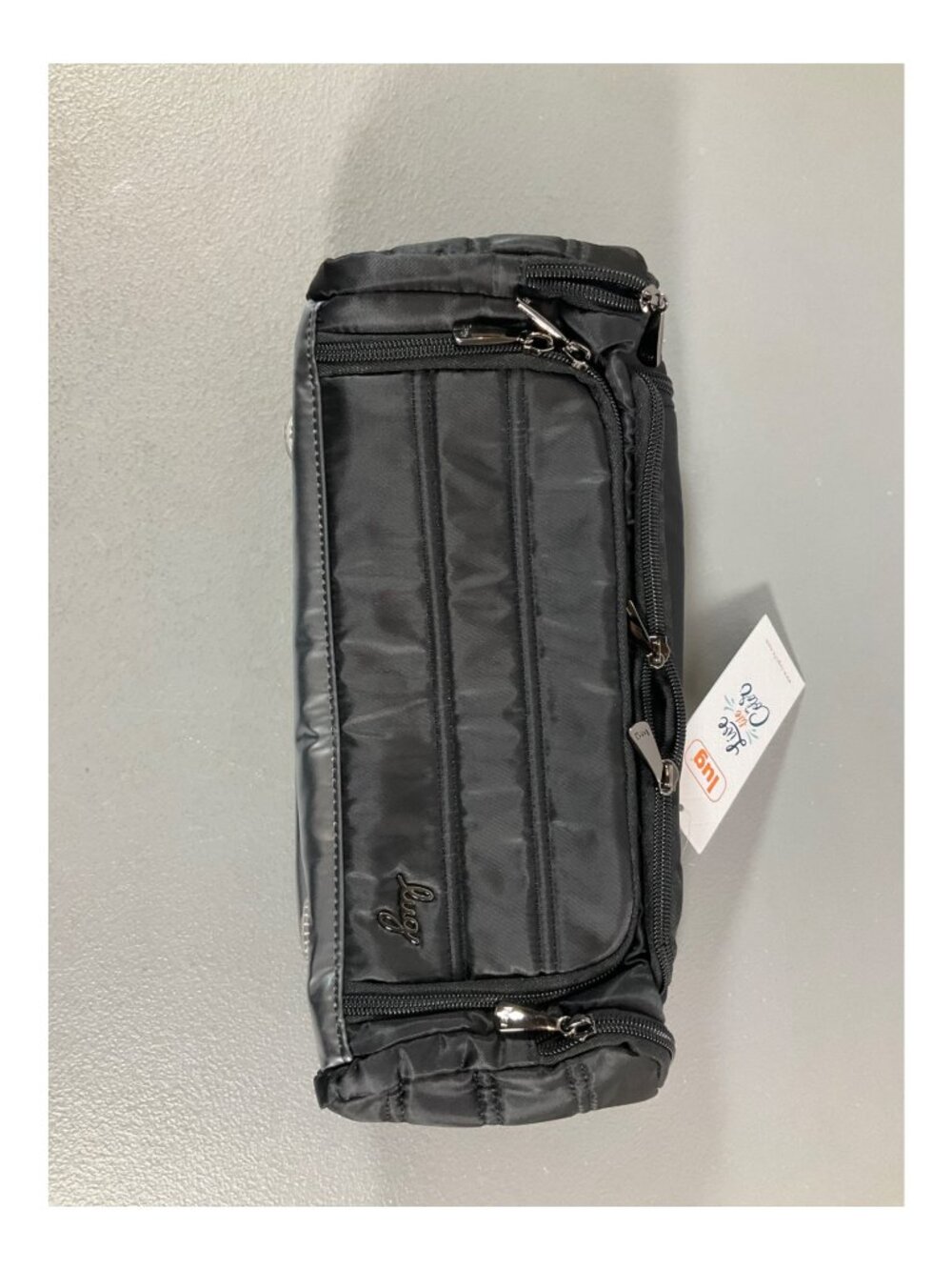 Lug Stowaway Resort Quilted XL Cosmetic Case - Black Floral with Multiple Zipper
